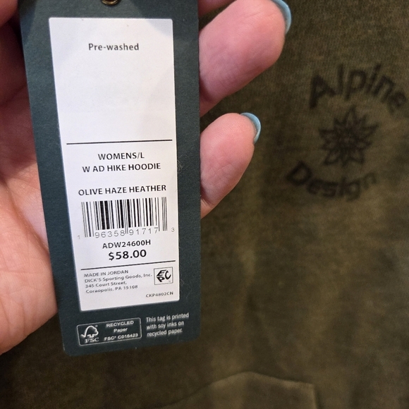 Alpine Design Women's Fleece Hiking Hoodie Olive Haze Heather Large New - Picture 8 of 14